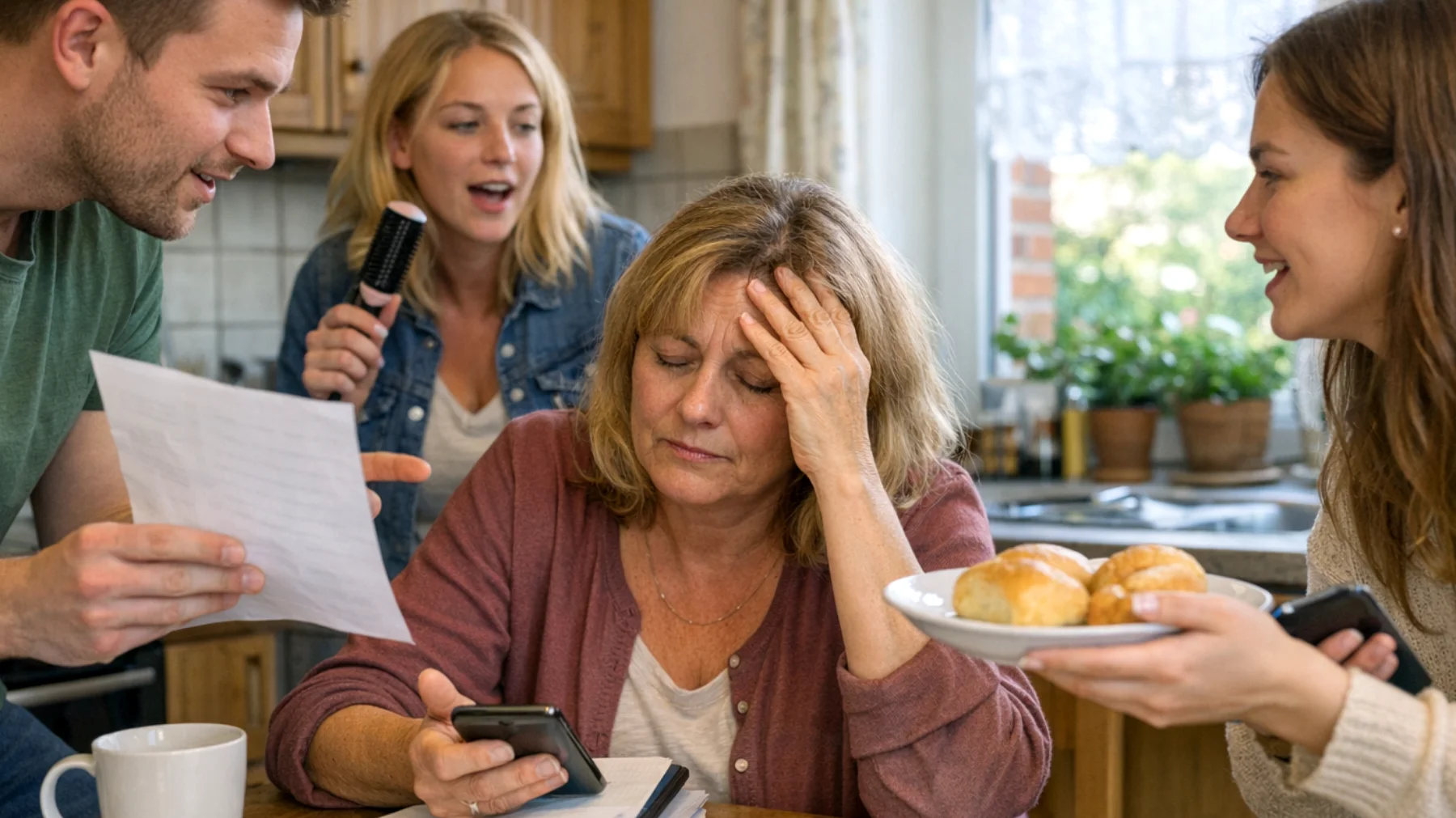 Eine Mutter hat große Schwierigkeiten, ihren jungen erwachsenen Kindern gegenüber 'Nein' zu sagen. Obwohl ihre Kinder bereits erwachsen sind, erfüllt sie weiterhin alle ihre Wünsche und Bitten – sei es finanzieller Natur, praktische Hilfe oder emotionale Unterstützung – ohne Grenzen zu setzen. Sie fühlt sich schuldig und hat Angst vor Ablehnung oder Konflikten, wenn sie eine Bitte ablehnt. Dies führt dazu, dass sie sich erschöpft und ausgenutzt fühlt, während ihre jungen Erwachsenen keine echte Eigenverantwortung entwickeln."