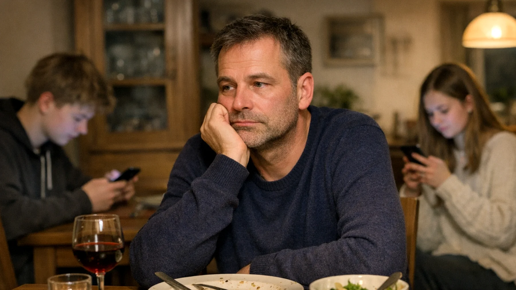 Ein Vater bemerkt, dass er trotz seines aufrichtigen Wunsches, Zeit mit seinen Teenagern zu verbringen, kaum bedeutungsvolle Momente mit ihnen teilt. Die gemeinsam verbrachte Zeit beschränkt sich auf kurze, oberflächliche Interaktionen – ein schnelles Abendessen, ein flüchtiger Blick auf das Handy des anderen – ohne echte emotionale Verbindung oder gemeinsame Erlebnisse. Der Vater fühlt sich zunehmend wie ein Fremder im Leben seiner Kinder und fragt sich, wie er qualitativ hochwertige Zeit schaffen kann, die für beide Seiten bedeutungsvoll ist."